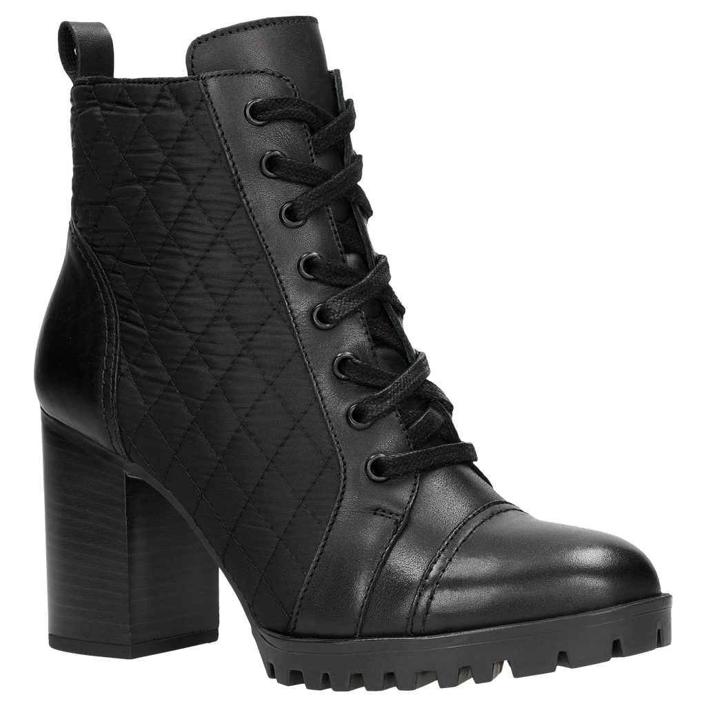 Quilted leather ankle boot with belt hotsell