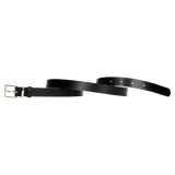 Wojas Women's Black Leather Belt With Square Golden Buckle  | 9961-81