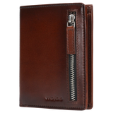 Wojas Dark Brown Leather Wallet with Vertical Zipper | 995952