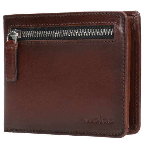 Wojas Brown Leather Wallet with Horizontal Zipper | 994752