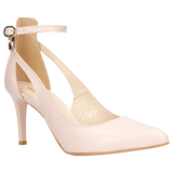 Wojas Light Pink Leather High Heels with Strap | 35018-54