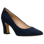 Wojas Dark Blue Leather High Heels with Silver Logo | 3501266