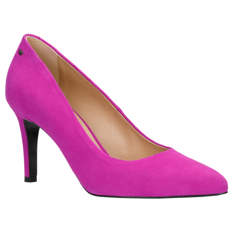 Wojas Fuchsia Leather High Heels with Silver Logo | 3507965