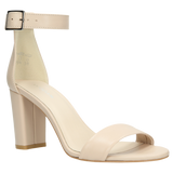 Wojas Light Beige Leather Open Toe High Heels | 76028-54