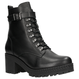 Wojas Black Leather Insulated Ankle Boots with Black Straps | 6406551