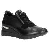 Wojas Black Leather Sneakers with Zipper | 46091-71