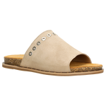 Wojas Beige Leather Slide Sandals with Silver Details | 7402864