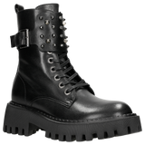 Wojas Black Leather Studded Ankle Boots | 6403851
