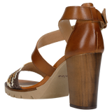 Wojas Brown Leather Open Toe High Heels | 7603182