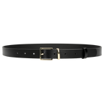 Wojas Women's Black Leather Belt With Square Golden Buckle  | 9961-81