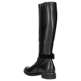 Wojas Black Insulated Leather Knee High Boots with Straps | 7101171