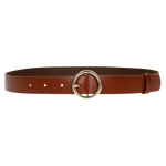 Wojas Women's Brown Leather Belt with Golden Round Buckle | 9973-53