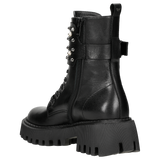 Wojas Black Leather Studded Ankle Boots | 6403851