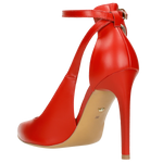 Wojas Red Leather High Heels with Single Strap (10 cm/~ 3.93 in) | 35065-55