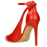 Wojas Red Leather High Heels with Single Strap (10 cm/~ 3.93 in) | 35065-55