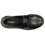 Wojas Black Leather Loafers with Decorative Chain | 46112-51