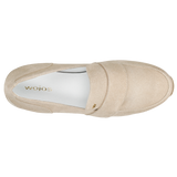 Wojas Beige Leather Loafers with Golden Logo | 4613564