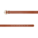 Wojas Women's Brown Leather Belt with Golden Round Buckle | 9973-53