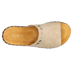 Wojas Beige Leather Slide Sandals with Silver Details | 7402864