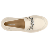 Wojas Light Beige Leather Loafers with Sliver Chain | 46112-54