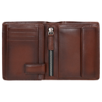 Wojas Dark Brown Leather Wallet with Vertical Zipper | 995952