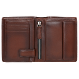 Wojas Dark Brown Leather Wallet with Vertical Zipper | 995952