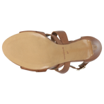 Wojas Light Brown Leather Open Toe High Heels | 7604553
