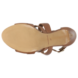 Wojas Light Brown Leather Open Toe High Heels | 7604553