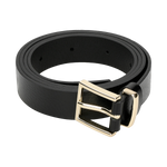 Wojas Women's Black Leather Belt With Square Golden Buckle  | 9961-81