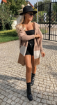 Brownish Knitted Hooded Cardigan | LINDA