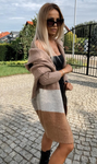 Brownish Knitted Hooded Cardigan | LINDA