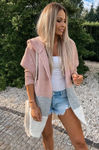 Light Pink Knitted Hooded Cardigan | LINDA