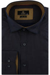 Mens' Elegant Dark Blue Long Sleeve Slim-fit Shirt with Pattern | 1B4455