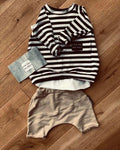 Black and White Striped Long-Sleeved Shirt | LS-01