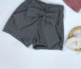 Girls' Dusty Dark Pink Sweater and Plaid Bow Shorts Set | 1111A622