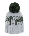 Boys' Gray Insulated Beanie with Green Pom-Pom - 1-3 Years | 18638-2