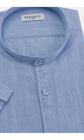 Men's 100% Cotton Slim Fit Shirt with Stand-up Collar | KS-2231-2-KR