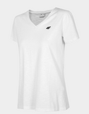 4F Women' White V-neck T-shirt | 002-10S