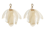 Cream Silk Long Earrings with Golden Finish | E2312