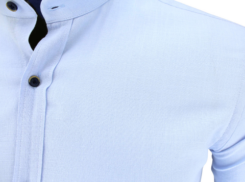 Mens' 100% Cotton Slim Fit Shirt with Stand-up Collar | KU-01