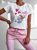 White T-Shirt with Daisy Duck Print | FL-27