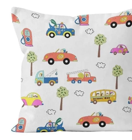 100% Cotton White Pillowcase with Street Traffic 40 cm x 60 cm | 1436E-40-60