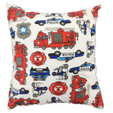 100% Cotton White Pillowcase with Firetruck Pattern | 1111E