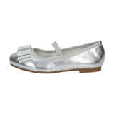 S. Barski Girls' Elegant Silver Flats with Bow | 1105-SI