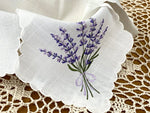 White Bread Basket Serviette with Lavender Embroidery | 2725