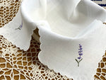 White Bread Basket Serviette with Lavender Embroidery | 2725