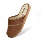 Men's Brown Traditional Leather Slippers | LIG-01