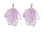 Lilac Silk Long Earrings with Golden Finish | E2313