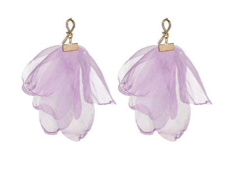 Lilac Silk Long Earrings with Golden Finish | E2313