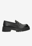 Wojas Black Leather Loafers with Silver Detail | 46198-51